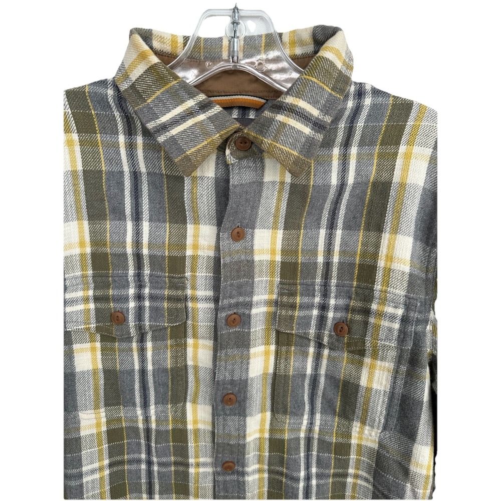 LL Bean Mens Signature Heritage Textured Flannel Shirt Slim Fit Gray Plaid Small